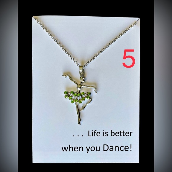 🆕 Silver Ballerina Necklace  - Green - Picture 7 of 12
